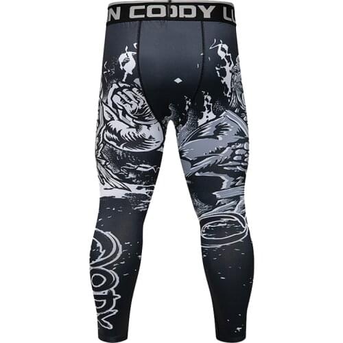 Custom Sublimation Full Printed Mens Running Training Tights MMA BJJ Spats