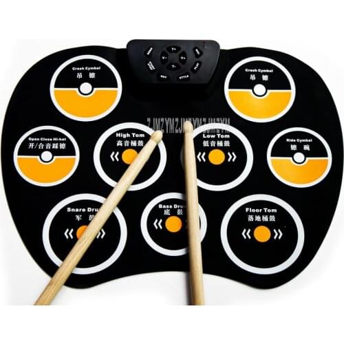 Portable Digital Electronic Drum Kit 9 Drum Pads With Recording Function Silicone Roll-Up Drum Set for Beginner Children Kids