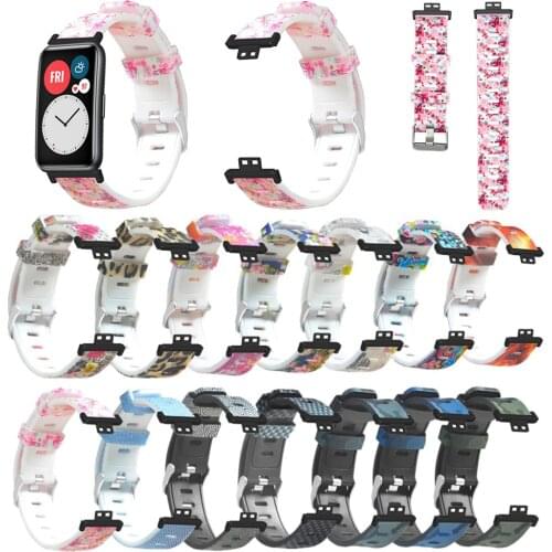 Fashion Silicone Sport Strap For Huawei Watch FIT Painting Watchbands Creative Colorful Replacement Wrist Band For Men Women