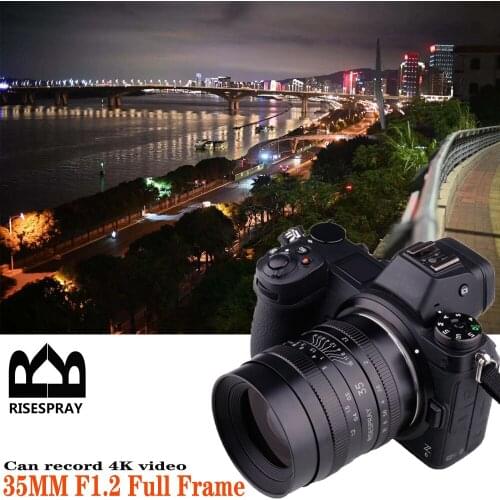 RISESPRAY Camera Lens 35mm f1.2 Full Frame Cine Manual Lens for Sony NEX APS-C Canon EOS R Nikon Z Camera