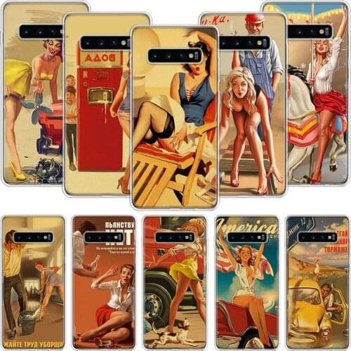 Sexy Pin Up Girl Vintege Phone Case For Samsung Galaxy S10 S20 S21 S9 S8 S7 Note 10 20 9 8 FE J4 J6 Ultra Plus Lite Pro + Edge C