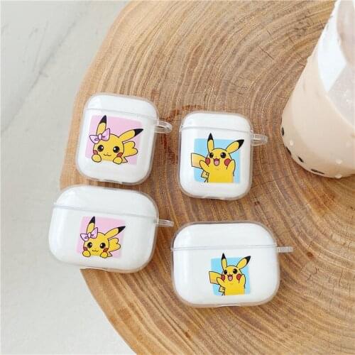 Pokemon AirPods 1 and 2 TPU Silicone Case Bluetooth Earphone Protective Sleeve Cartoon Figure Pikachu Protective Covers Box Gift