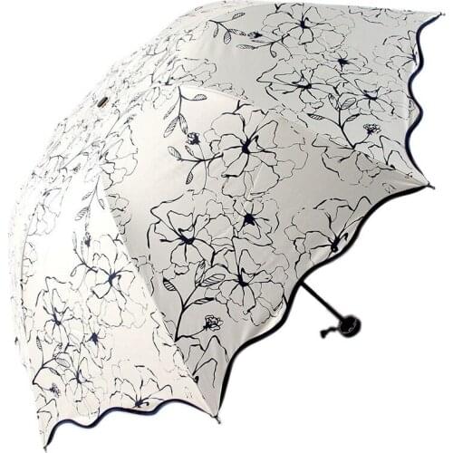 UV Foldable Umbrellas Sun Compact Women Windproof Rain Umbrella Lovely Flower 8K Parasols Umbrella