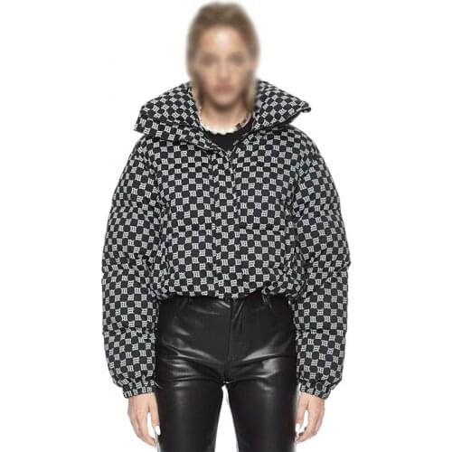 Mstyle Hip-hop High Streetwear Women Fashion Design Reflective Material Warm Female Letter Print Classical Winter Down Jacket