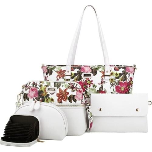 Angel Kiss New Arrival Women Handbag 5 Pieces Set Country Style Floral Print