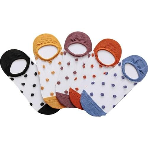 10 pairs / pack dot card silk boat socks female Japanese shallow mouth invisible short tube socks female cotton silicone slip