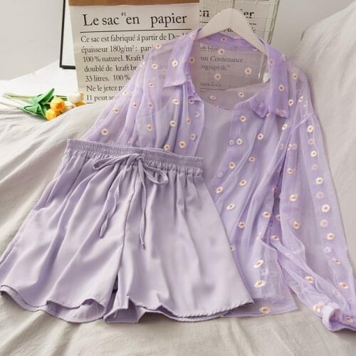 Summer Women Three piece sets Casual Linen Tops + Shorts Elastic Waist Belt Wide Leg Pants Suit Set 3 Piece Set 2020