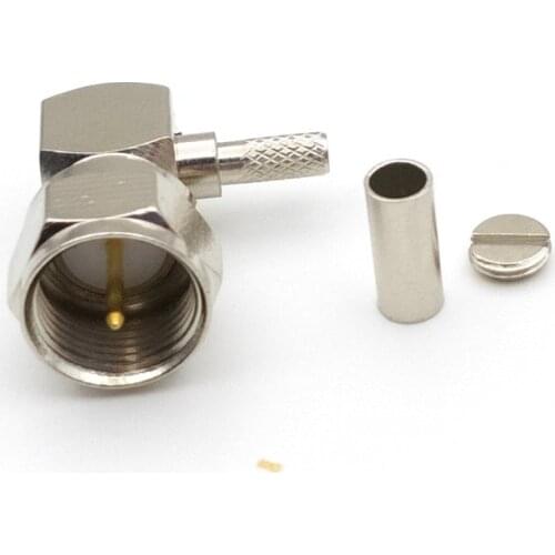 100PCS F Solder Plug Male Right Angle Crimp for RG179 RG178 RG316 CABLE