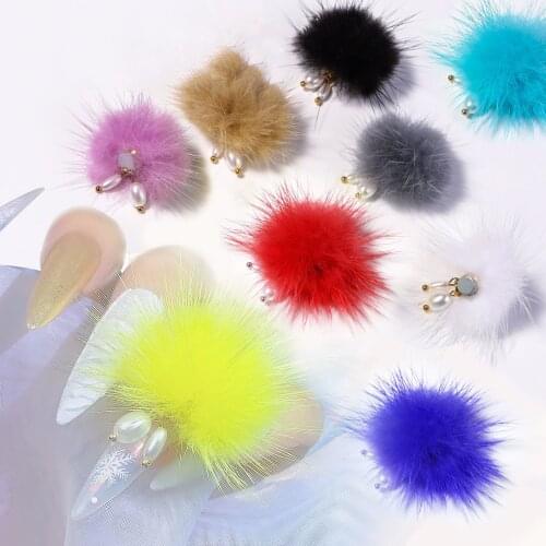 12 Colors Magnetic Fluffy Nail Hairballs Colorful Detachable Furball 3D DIY Tips Nail Art Decorations Manicure Jewelry Tools