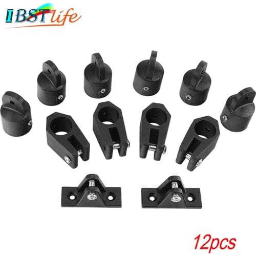 12 PCS Universal Boat Nylon Fittings Hardware Set Black Fits 3 Bow Bimini Top lightweight and durable Yacht Accessories