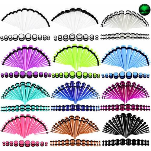 36Pcs/lot Acrylic Ear Taper Plug UV Segment Kits Ear Expander Stretcher Ear Tunnels Plug Gauges Piercing Body Jewelry