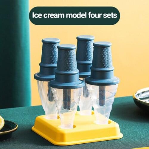 4pcs/set DIY Ice Lolly Cream Molds Ice Tray Rectangle Shaped Ice Cream Pops Molds Tray Stick Ice Cream Makers Mould Bar Tools