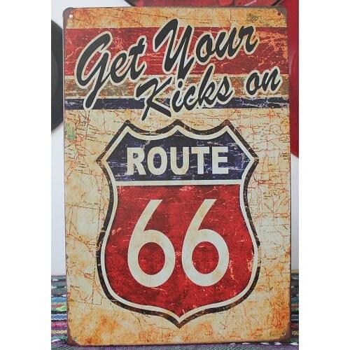 50pcs/lot Metal Sign shabby chic Get Your kicks on Route 66 Antique Motor Oil, Vintage, Rustic, Metal, Tin Sign for the Garage/M