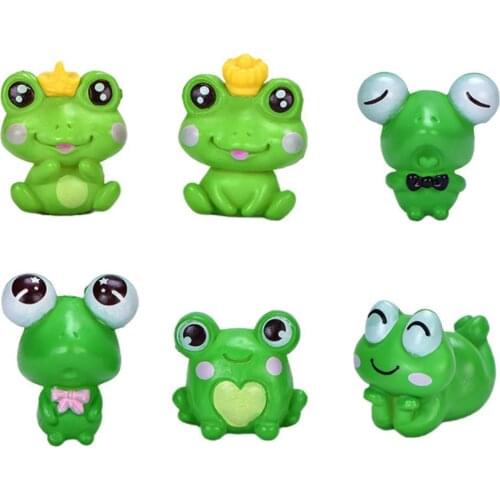 6Pcs/Set Mini Frog Figurine Mold Garden Bonsai Micro Landscape Home Ornaments