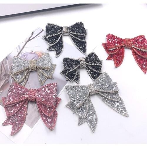 Rhinstone Black Silver Color Pink Red Bow Womens Shoes Accessories DIY Handmade Accessories Resin Sticky Diamond Buckle Jewelry