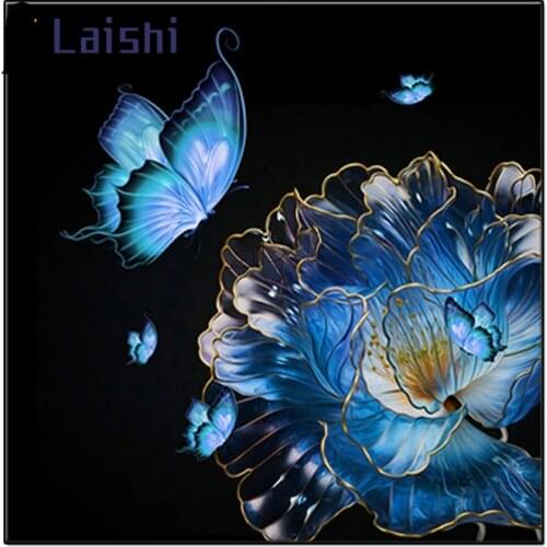 Diamond Painting blue butterfly flower cross stitch Pattern Full square Diamond Embroidery animal mosaic picture home Decorative