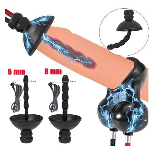 Bdsm Male Electric Shock Waves Penis Plug Glans Cap Urethral Dilator Masturbator Estim Scrotum Sleeve Medical Torture Sex Tools