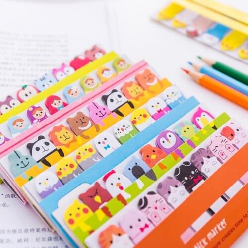 Paper Stickers Kawaii Memo Pad Bookmarks Posted It Planner Creative Cute Animal Sticky Notes index Stationery School Supplies
