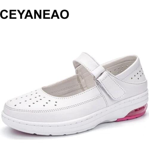 CEYANEAOWomens Comfort Working Nurse Shoes Breathable Wedges Slip on Walking Sneaker Height Increasing Casual Hole Shoes for Wo