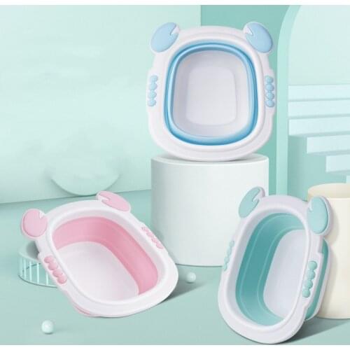 Travel Folding Wash Basin Bucket Container Portable Fruit Basin Collapsible Silicone Washtub Baby Washbasin Bathroom Accessories