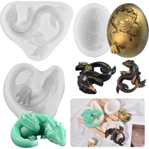 Dragon Epoxy Resin Mold Concrete Cement Polymer Clay Silicone Mould DIY Crafts Fondant Cake Decorating Tools
