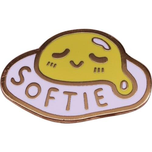 Softie fried egg enamel pin fun pun art kawaii breakfast foodie decor