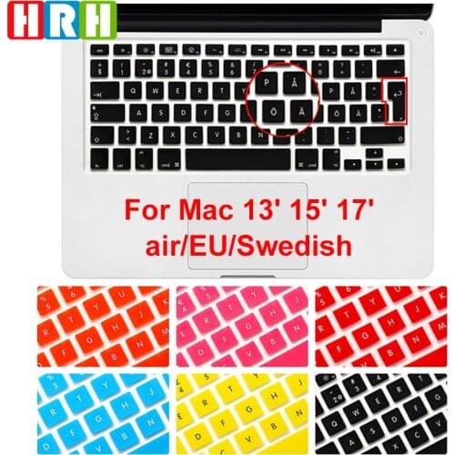 HRH EU/UK Waterproof Swedish Language Silicone Keyboard Cover Keypad Skin Protective Film For Mac Book Pro Air Retina 13" 15" 17
