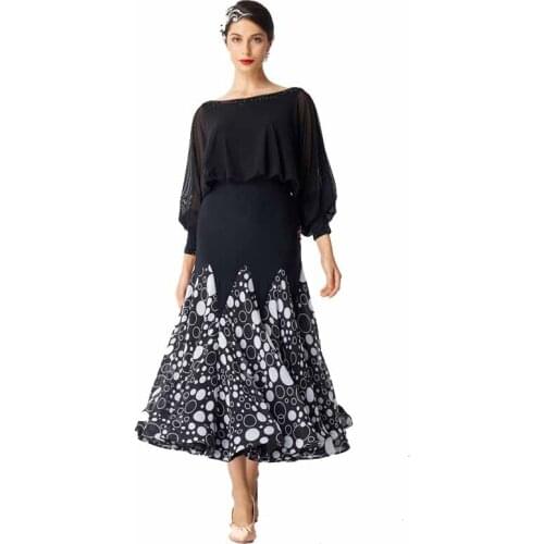 M-2027 Ballroom Dance Dress Women Mesh Long Dress Waltz Tango Costume Ballroom Practice Dress For Sale