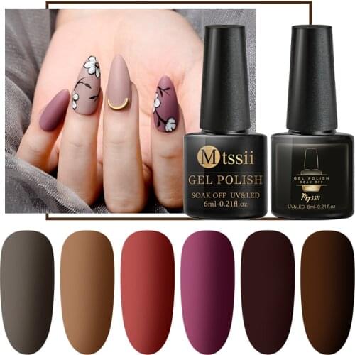 Mtssii Matte Gel Nail Polish 6ml Pure Nail Color Matte Top Coat Soak Off UV Gel Varnish Nail Art Gel Nail Lacquer Manicure