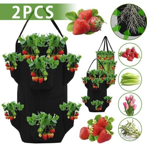 Strawberry Planting Growing Bag 10 Gallons Multi-mouth Container Bags Grow Planter Pouch Root Bonsai Plant Pot Garden Supplies