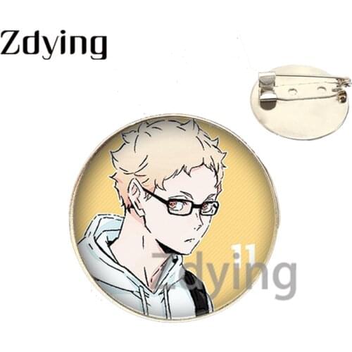 Zdying Fashion Anime Manga Haikyuu!! Brooches Volleyball Boy Figures Photo Glass Cabochon Metal Pins Badge Jewelry CN115
