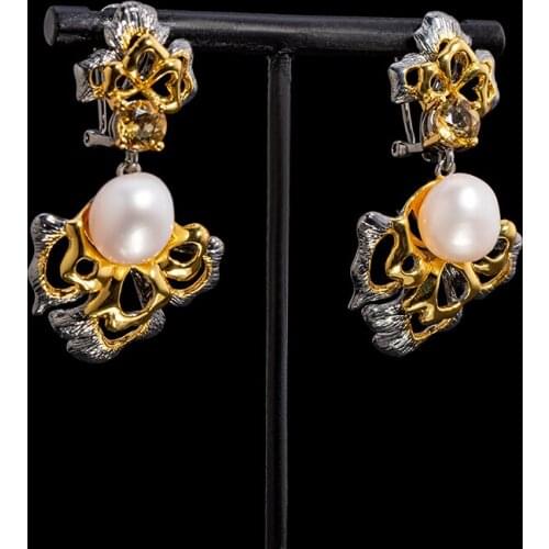 Fashion design jewelry natural pearl handmade inlay boutique earrings
