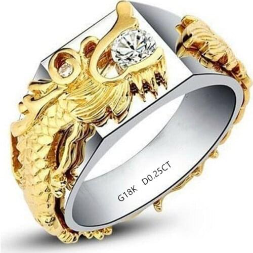 Mens Solid 18Karat White Gold Ring 0.25CT Genuine C&C Certified Moissanites China Long Male Gold AU750 Ring