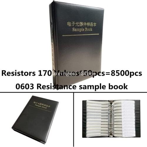 8500pcs/Lot 0603 SMD Resistor Sample Book 1% 170values Resistor Kit 0R~10M 1R 2R 3R 4.7R 5.1R 10R 12R 30R 47R 100R 1K 10K 100K