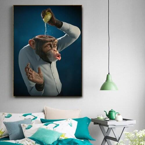GOODECOR Gorilla Painting On Canvas Funny Cartoon Animal Wall Art Unframed Home Decoration Wall Painting Poster Art Work