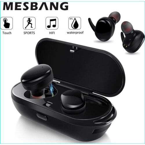 New bluetooth headset wireless earphone earbuds bluetooth mini sport noise-cancelling waterproof earphone with charging-box