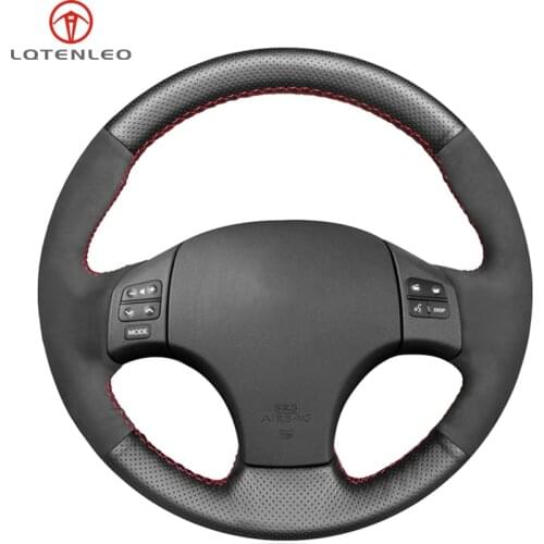LQTENLEO Black Suede Genuine Leather Steering Wheel Cover For Lexus IS IS250 IS250C IS300 IS300C IS350 IS350C F SPORT 2005-2011
