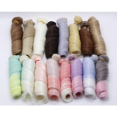 15*100cm Extension Doll Wigs Temperature Heat Resistant Natural Color Curly Hair For BJD SD Russian Handmade Doll Wigs