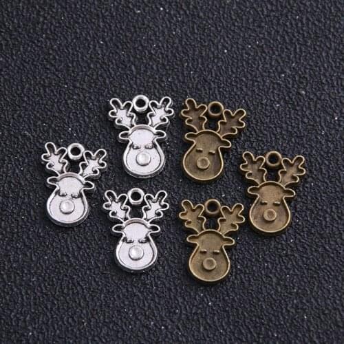 20pcs 13*17mm Metal Alloy Two Color Lovely Fawn Charms Animal Pendants For Jewelry Making DIY Handmade Craft