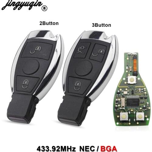 Jingyuqin 5pcs/lot 2/3 Button Remote Smart Car Key BGA Style 433MHZ NEC Chip for Benz year 2000+ NEC&BGA Entry Keyless Control