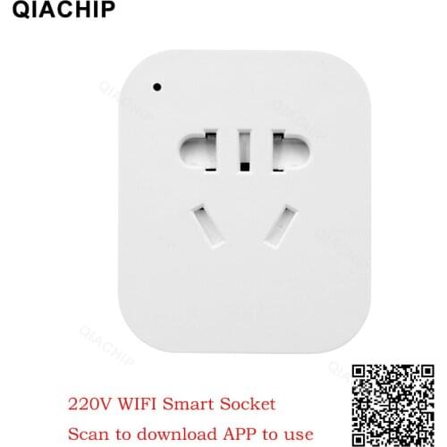 QIACHIP 220V Smart Remote WiFi Socket Remote Voice Control Power Monitor Timer Ali Cloud Intelligence App For Smart Home