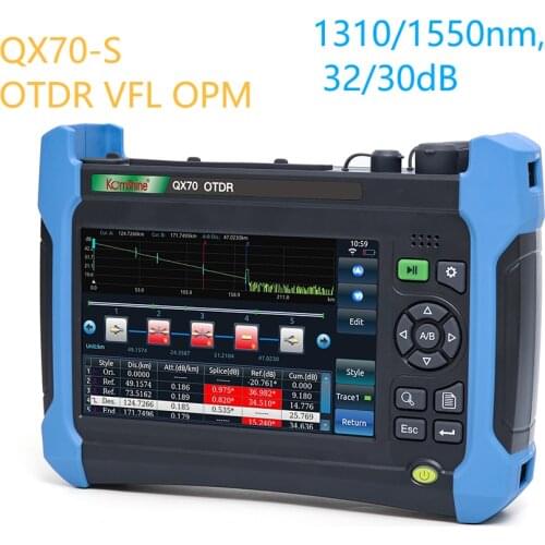 QX70-S Singlemode 1310/1550nm,32/30dB Komshine OTDR build in VFL,OPM, function similar to EXFO OTDR High Quality