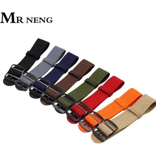 18mm 20mm 22mm Solid color For Perlon Woven Nylon watchbands bracelet fabric Woven Watch Strap Band Black Buckle belt Green Navy