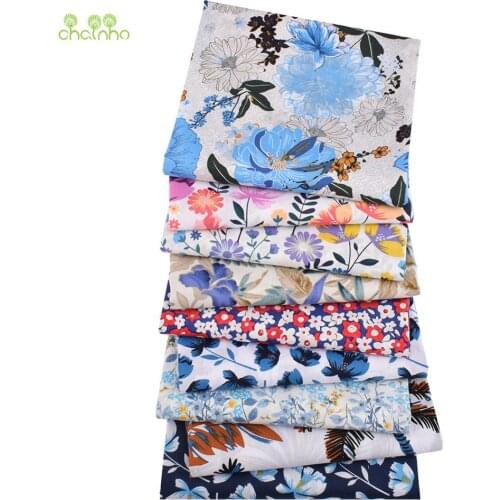 Blue Floral Series,Printed Plain Cotton Fabric,DIY Sewing Quilting Poplin Material For Baby&Childrens Shirts,Skirts&Dress