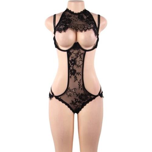 Sexi Women Open Bust Lace Lingerie Bodysuit Erotic Body For Women Underwear Nylon Black Transparent Sexy Pakjes RS80749