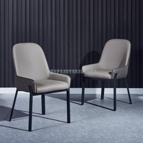 Nordic Luxury Dining Chair Modern Simple Household Leather Dining Stool Makeup Armrest Soft Bag Back Dining Table Chair Single