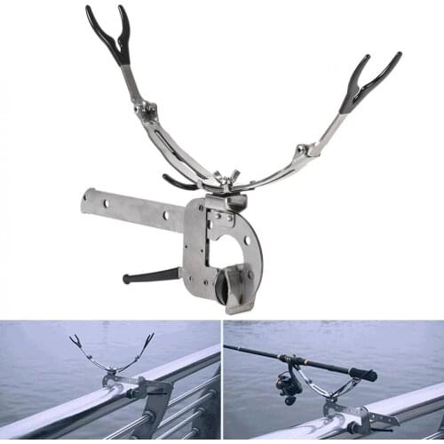 Stainless Steel Foldable Silver Fishing Rod Stand Claw Shape Clamp Holder for Ice Raft Telescopic Hand Rod Bridge Fishing