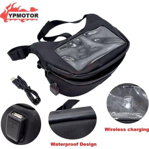 Scooter Bike Motorcycle Universal Wireless Charging Handlebar Bag Mobile Phone Touch Screen Storage Bag For Vespa Yamaha Honda