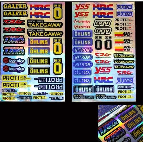 OHLINS Modified Reflective Laser Moto Sticker PVC Ohlins Suspension Modification Decoration Decal Big Size Sheet 30CM x 19.5CM