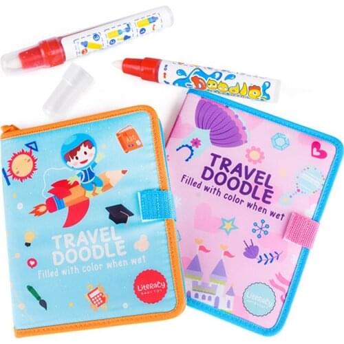 Creative Cartoon Water Doodle Picture Album Book Magic Painting Pen Early Education Kids Interactive Game Toy